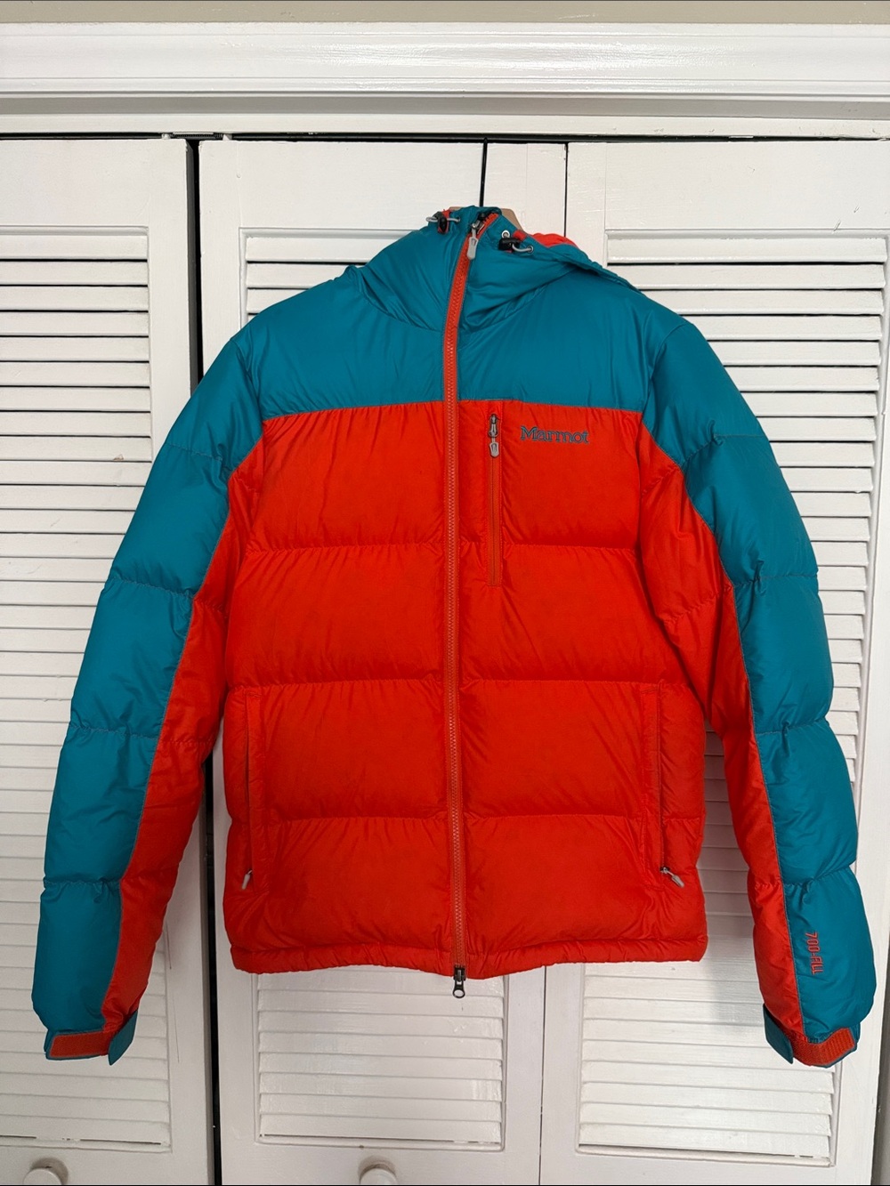 Marmot Men's Two-Tone Orange & Teal Puffer Jacket